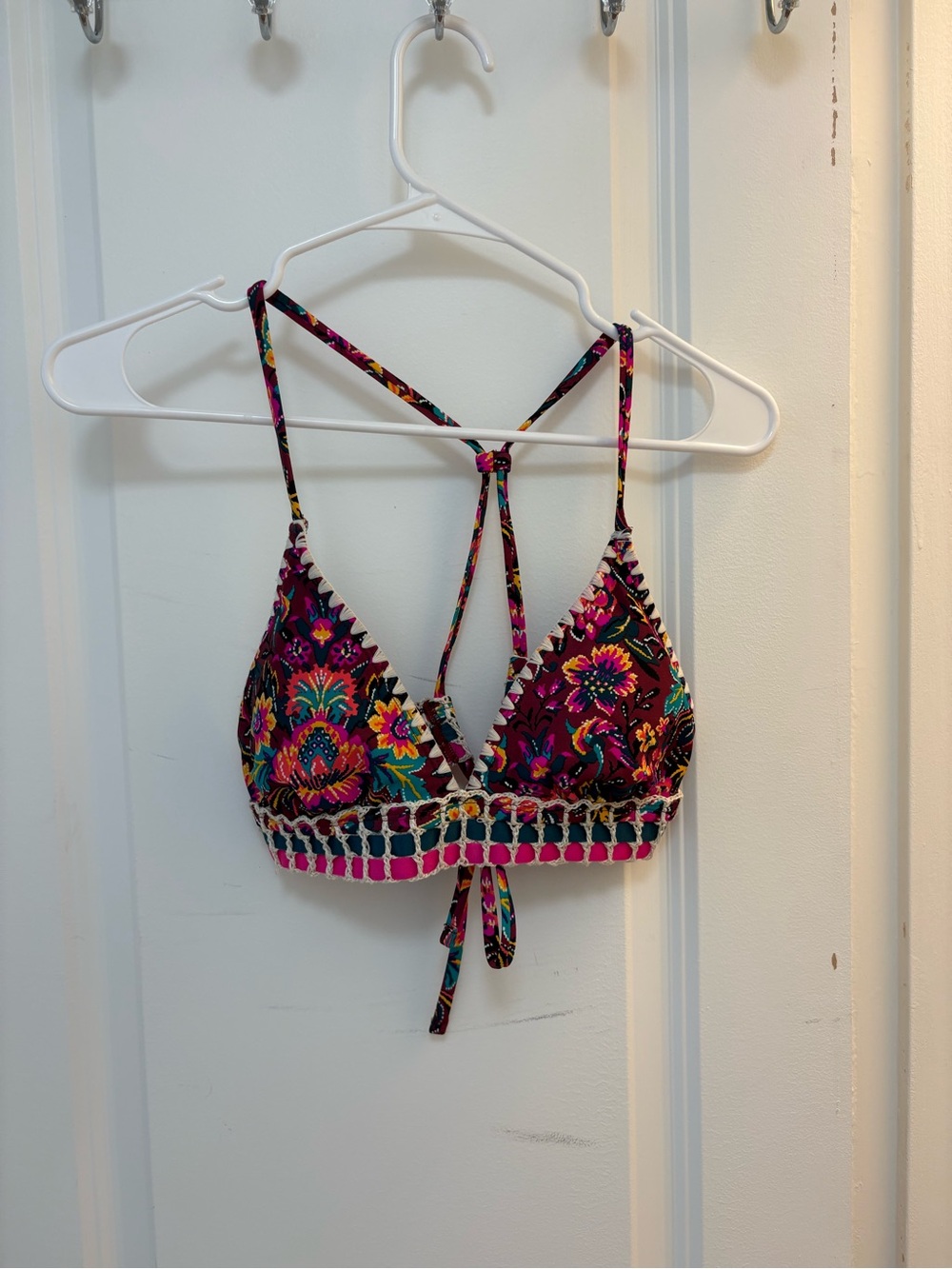 Xhilaration Floral Bikini Top in Magenta, Teal and Yellow